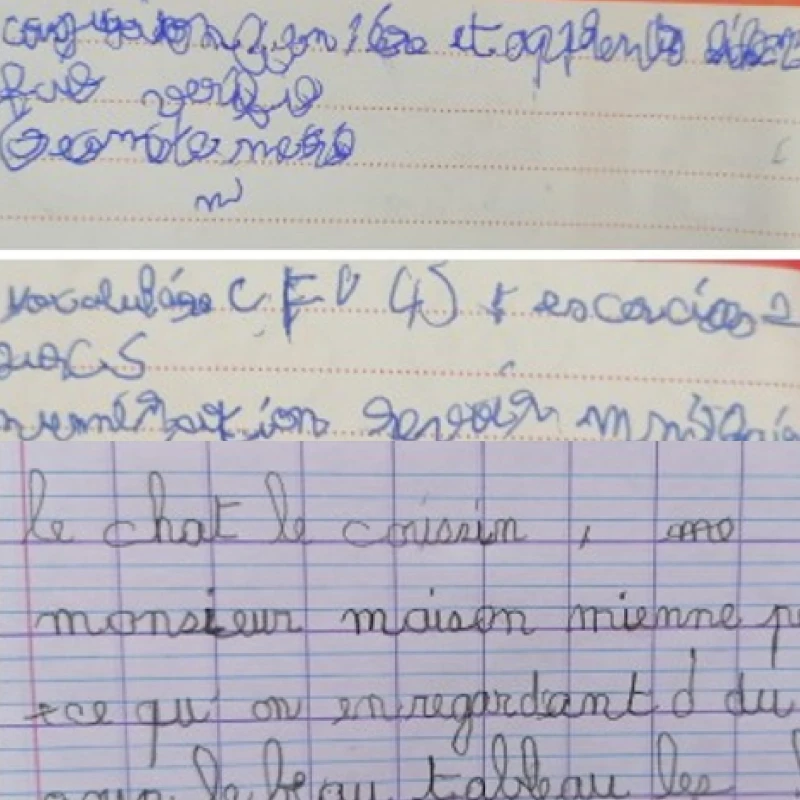 Exemple d'écriture manuscrite avant et après les séances CapDclic